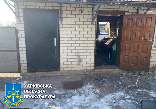 Damage caused by alleged Russian shelling of the village of Zolochiv on March 17, 2022. (Image posted by Objectiv TV)