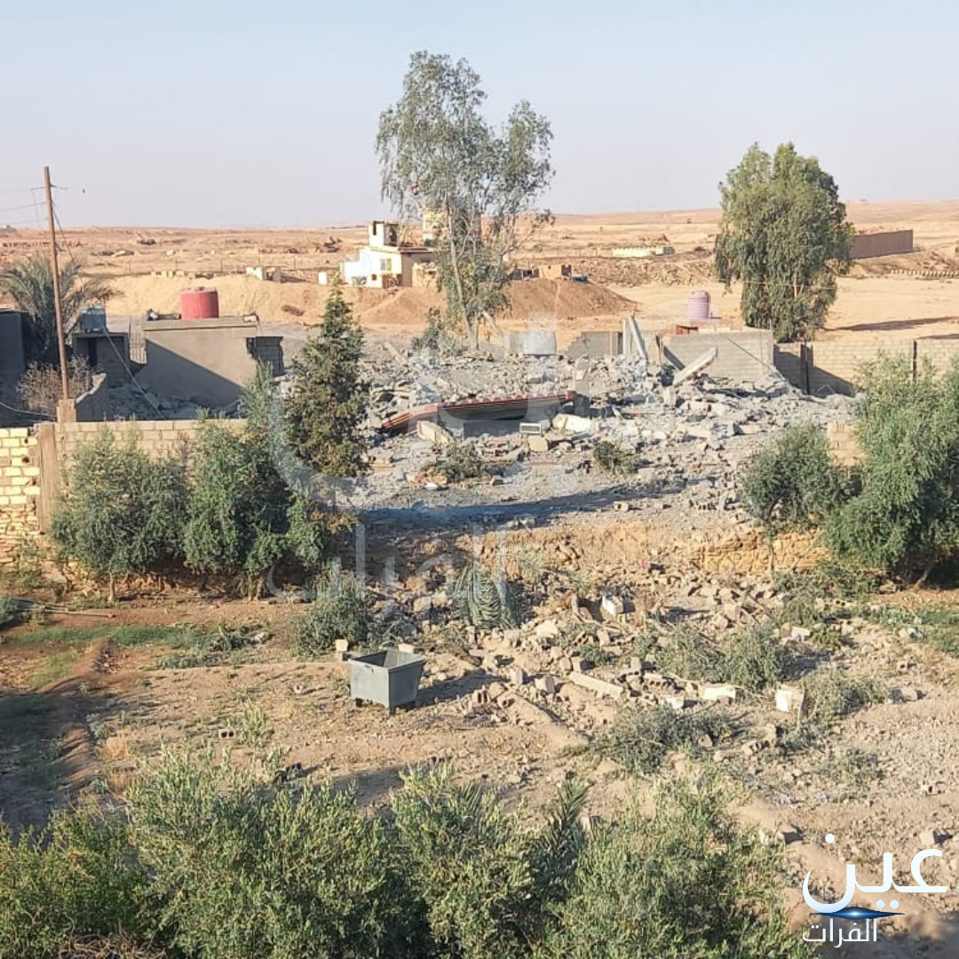 Damage to the Iranian forces in Al-Hari crossing caused by the US airstrikes on the border areas of Al-Bukamal countryside on June 28, 2021. (Image posted by Eye of Euphrates via Facebook)