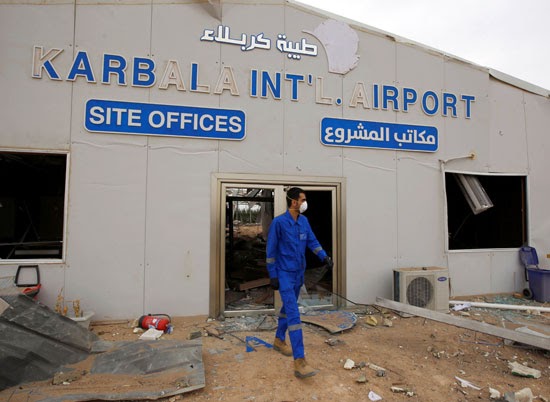 Aftermath of an American airstrike on Karabala international airport project on March 13th, 2020 (via youm7)