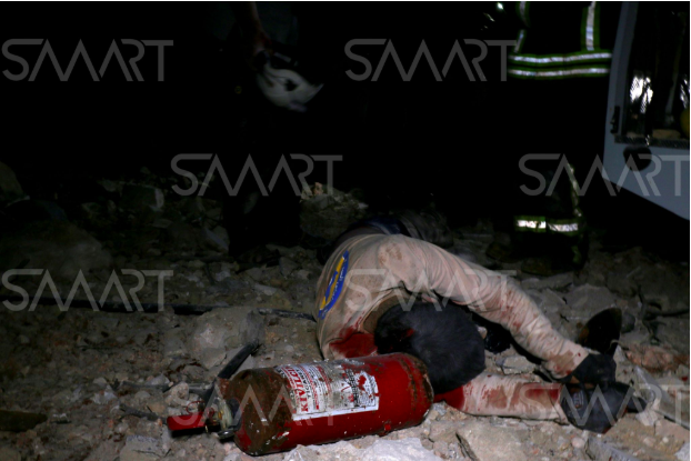 Image of a civilian killed in alleged Russian airstrike on the town of Zardana on June 7th/8th 2018 (via Smart News Agency)