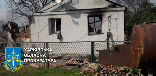 "On May 8, 2022, the Russian military shelled the village of Kalynove, Bohodukhiv district. The shelling killed two men. Ten residential buildings were damaged and more than ten more were destroyed.". Source: General Prosecution Office