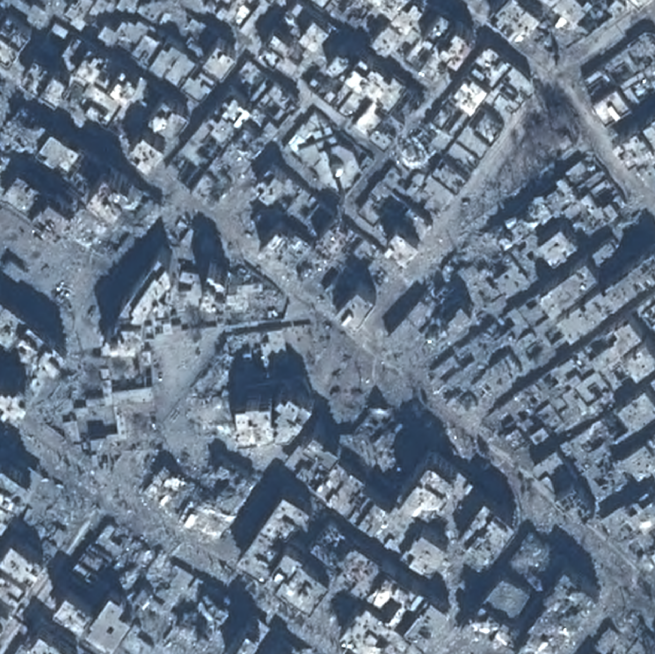 Building seen on satellite imagery after the strike (October 10, 2017)