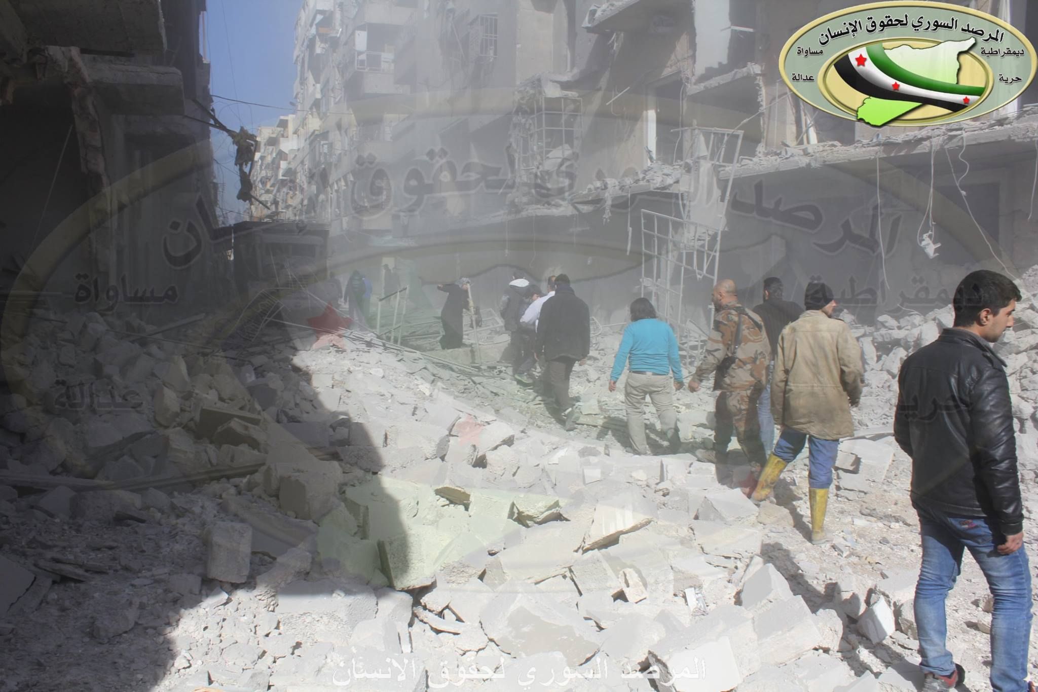 The aftermath of alleged Russian strikes on Al Mashad (via SO4HR)
