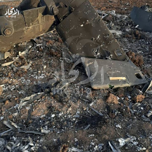 The wreckage of the US helicopter during US raid on Atma on February 3rd 2022 (Image via @Step_Agency/ Twitter)