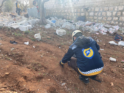 1 of 2: Syrian Civil Defense respond to the scene in the morning of February 3rd 2022 after a US air raid (Image via Syria TV)