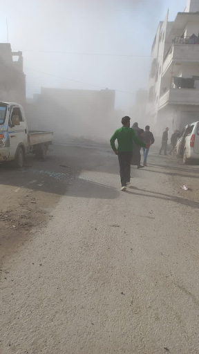Smoke after at least one missile hit Al-Bab on February 2nd killing up to ten civilians (Image via @77Mikiy / Twitter)