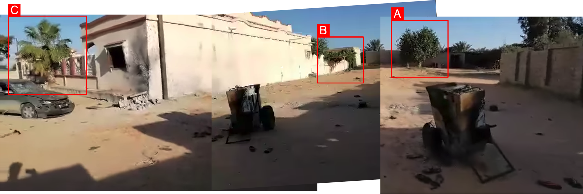Tagged panoramic stitch of footage from the incident.