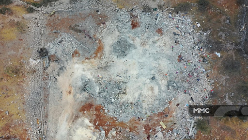 Aerial Photos of the house where the al-Baghdadi leader of ISIS was targeted by American troops in the village of Barisha, northern Idlib (26-27 October 2019) - Via MMC