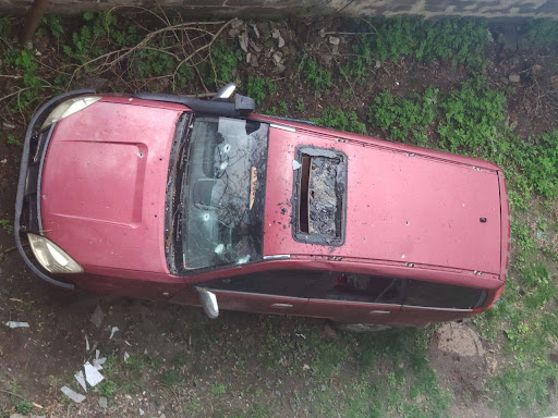 Damage caused by alleged Russian shelling of Kharkiv on April 17, 2022. (Image posted by Truexa News UA via Telegram)