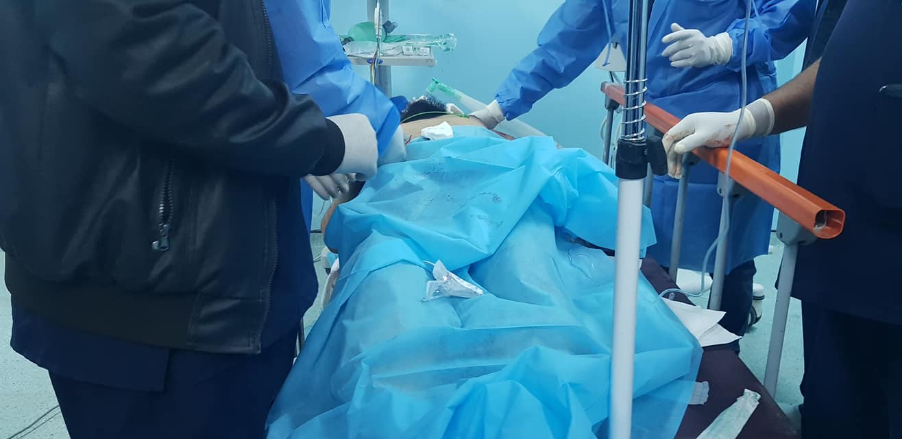 Victim being treated after shelling on Tripoli on February 4th, 2020 (via Tk Yahroug Kl shy)
