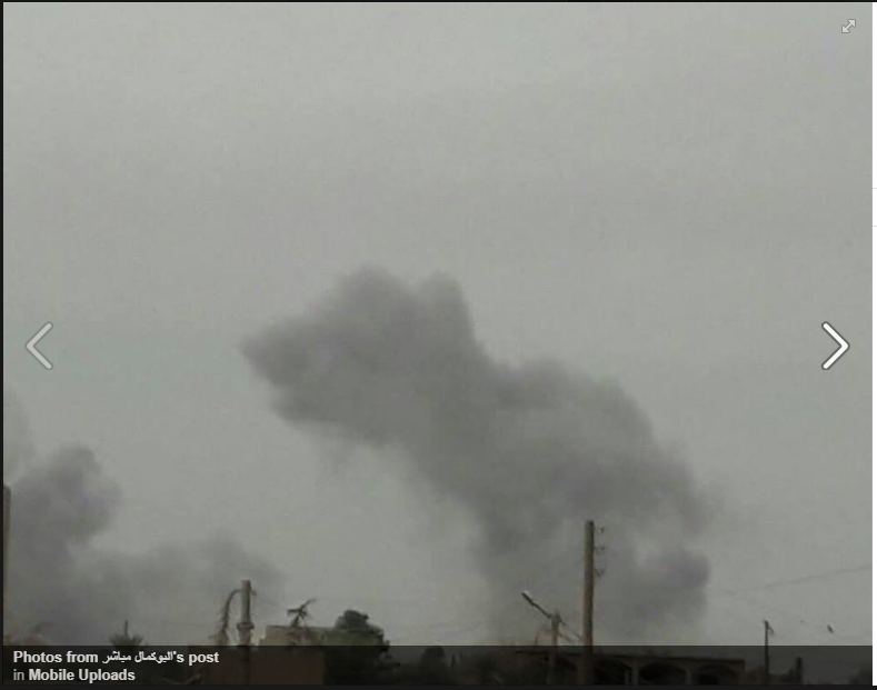 Smoke rises over Hajin following an alleged Coalition strike on Nov 3rd (via Bukamal.live)