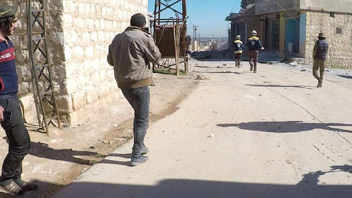 White Helmets respond to airstrikes on Kafar Albatiekh on January 25, 2020. (Image posted by Syrian Civil Defense)