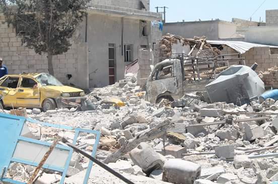 Destruction at Kaljibrin following a reported Coalition strike (via Syrian Network for Human Rights)